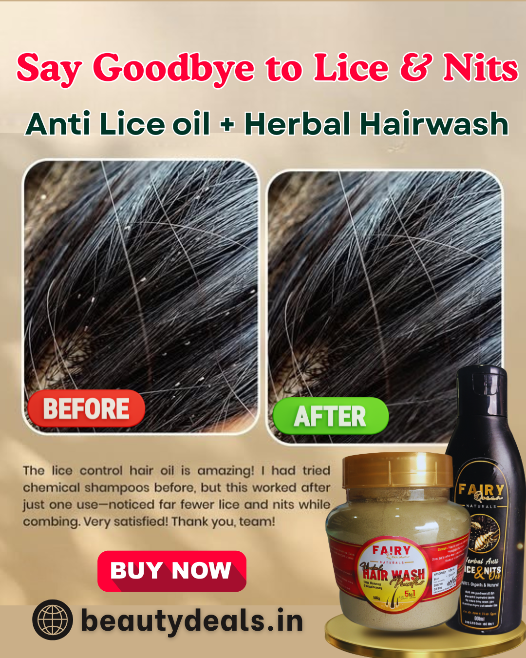 Herbal Anti-Lice & Nits Removal Combo | Natural Head Lice Treatment for Kids & Adults